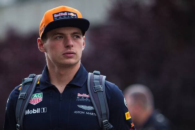 24th August 2017, Circuit de Spa-Francorchamps, Belgium; Belgium Grand Prix, Drivers arrival and press conference PK Pressekonferenz Max VERSTAPPEN from Netherlands of RedBull Racing, Red Bull RB13, TAG-Heuer F1 engine arriving on the track xActionxPlusx  ActionPlus11920027