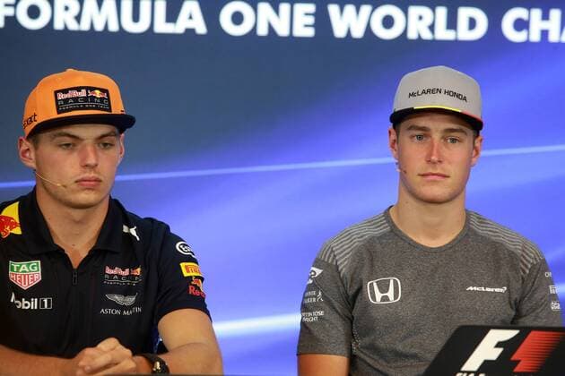 24.08.2017 - press conference PK Pressekonferenz Max Verstappen (NED) Red Bull Racing RB13 and Stoffel Vandoorne (BEL) McLaren MCL32 Belgian Grand Prix, Spa-Francorchamps 24 - 27 August 2017 24.08.2017 - Press conference, Max Verstappen (NED) Red Bull Racing RB13 and Stoffel Vandoorne (BEL) McLaren MCL32 