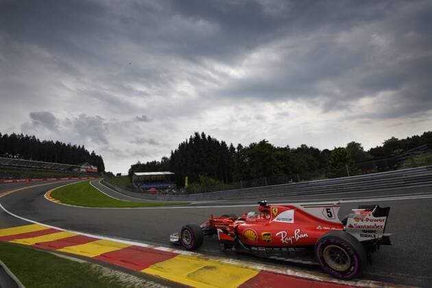 Ferrari s German driver Sebastian Vettel pictured during the free practice for the Grand Prix F1 of Belgium race, in Spa-Francorchamps, Friday 25 August 2017. The Spa-Francorchamps Formula One Grand Prix takes place this weekend, from August 25th to August 27th. NICOLASxLAMBERT  x05152200x