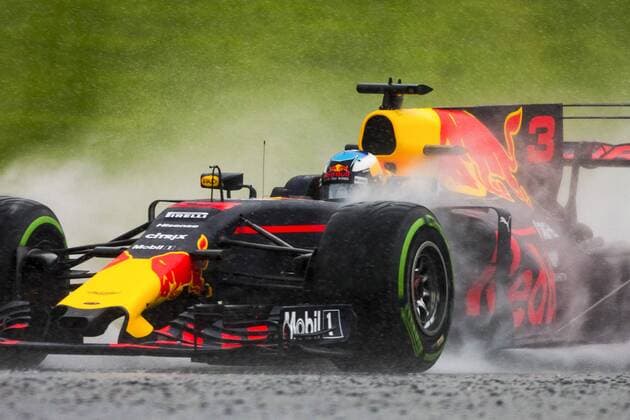 August 25, 2017 - Spa, Belgium - 03 RICCIARDO Daniel from Australia of Red Bull Tag Heuer with the extreme wet pirelli tyres, under heavy rain at the end of FP2 during the Formula One Belgian Grand Prix at Circuit de Spa-Francorchamps on August 25, 2017 in Spa, Belgium. F1 Grand Prix of Belgium - Practice  - ZUMAn230 20170825_zaa_n230_194 Copyright: xXavierxBonillax