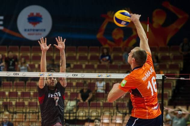 2017.08.25 KATOWICE CEV MISTRZOSTWA EUROPY W PILCE SIATKOWEJ MEZCZYZN LOTTO EUROVOLLEY POLAND 2017 HOLANDIA - TURCJA NZ GOKHAN GOKGOZ WOUTER TER MAAT FOT LUKASZ KRAJEWSKI FOKUSMEDIA NEWSPIX.PL Men s volleyball. European Championship EM Europameisterschaft Poland 2017 Netherlands vs Turkey --- Newspix.pl  CRAJU250817_112