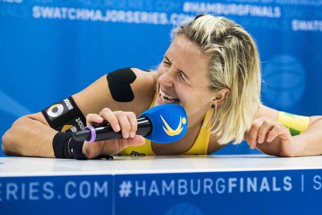 HAMBURG, GERMANY - AUGUST 25: Laura Ludwig of Germany seen during Day 3 of the Swatch Beach volleyball Beachvolleyball FIVB World Tour Finals Hamburg 2017 on August 25, 2017 in Hamburg, Germany. (Photo by Malte Christians Hoch Zwei) Hamburg Germany xHOCHxZWEIx