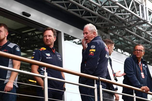 Helmut Marko (Red Bull Motorsportkonsulent) und Christian Horner (Teamchef Red Bull Racing), Grosser Preis von Belgien 2017, Rennen, Motorsport, Formel 1, 26.08.2017, Spa Francorchamps Copyright: xNeisx Eibner-Pressefotox EP_ans