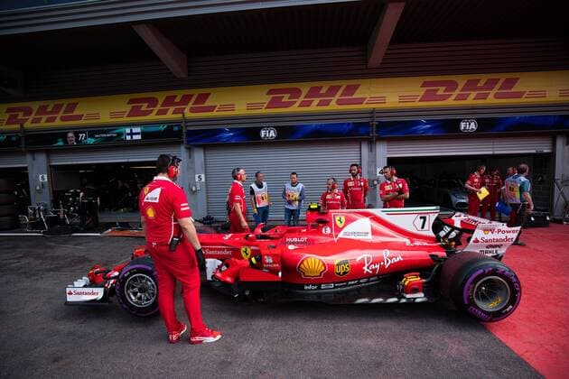 26th August 2017, Circuit de Spa-Francorchamps, Belgium; Belgium Grand Prix, Qualifying Session; Kimi RAIKKONEN from Finland of Team Scuderia Ferrari, Ferrari SF70-H, Ferrari 062 engine waiting for the scruteering xEricxAlonsox  ActionPlus11920840