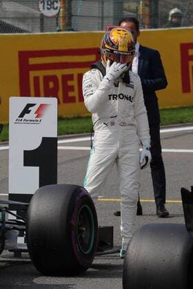 26.08.2017 - Qualifying, Lewis Hamilton (GBR) Mercedes AMG F1 W08 pole position Belgian Grand Prix, Spa-Francorchamps 24 - 27 August 2017 26.08.2017 - Qualifying, Lewis Hamilton (GBR) Mercedes AMG F1 W08 pole position 