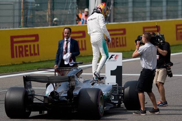 26th August 2017, Circuit de Spa-Francorchamps, Belgium; Belgium Grand Prix, Qualifying Session; Lewis HAMILTON from Great Britain of Mercedes-AMG-Petronas Formula One Team,Mercedes F1 M08 Hybrid, EQ Power+ celebrates his pole position in Spa Francorchamps xEricxAlonsox  ActionPlus11921006