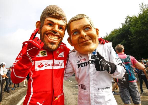 Motorsports: FIA Formula One World Championship WM Weltmeisterschaft 2017, Grand Prix of Belgium, Fans of Vettel and Bottas Spa-Francorchamps Belgium xHOCHxZWEIx