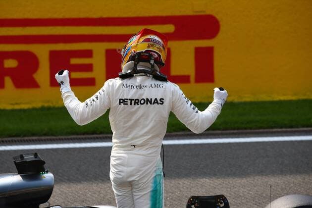 26.08.2017 - Qualifying, Lewis Hamilton (GBR) Mercedes AMG F1 W08 pole position Belgian Grand Prix, Spa-Francorchamps 24 - 27 August 2017 26.08.2017 - Qualifying, Lewis Hamilton (GBR) Mercedes AMG F1 W08 pole position 