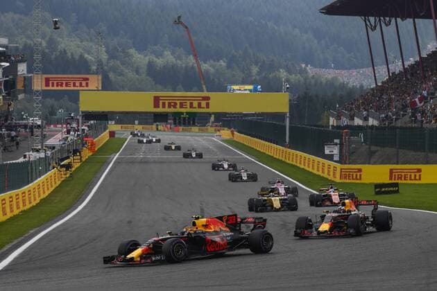 Red Bull s Dutch driver Max Verstappen and Red Bull s Australian driver Daniel Ricciardo pictured during the Spa-Francorchamps Formula One Grand Prix of Belgium race, in Spa-Francorchamps, Sunday 27 August 2017. NICOLASxLAMBERT  x05153282x