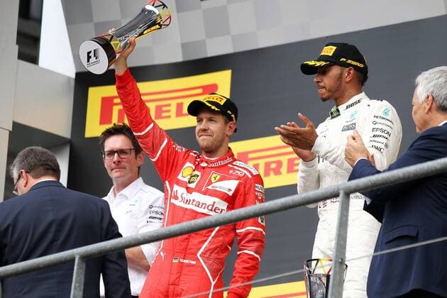 Sebastian Vettel (Scuderia Ferrari) haelt den Pokal hoch, Grosser Preis von Belgien 2017, Rennen, Motorsport, Formel 1, 27.08.2017, Spa Francorchamps Copyright: xEibner-Pressefoto AlexanderxNeisx EP_ANS