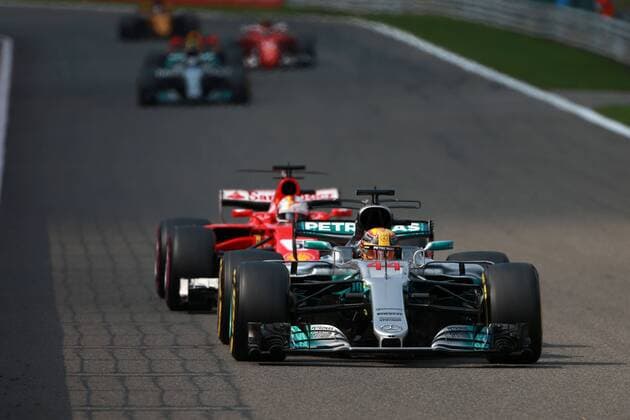 Motorsports: FIA Formula One World Championship WM Weltmeisterschaft 2017, Grand Prix of Belgium, 44 Lewis Hamilton (GBR, Mercedes AMG Petronas F1 Team), 5 Sebastian Vettel (GER, Scuderia Ferrari), Spa-Francorchamps Belgium xHOCHxZWEIx