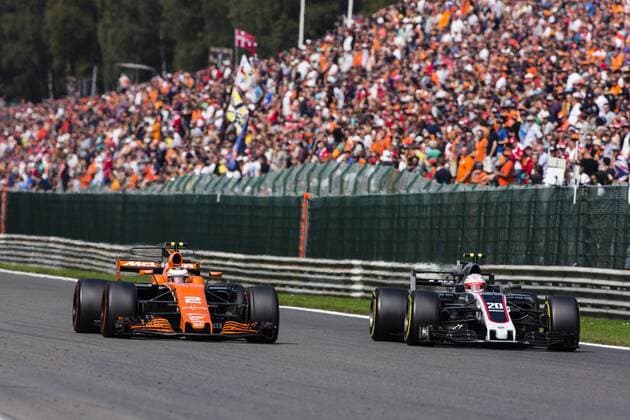 August 27, 2017 - Spa, Belgium - 02 VANDOORNE Stoffel from Belgium of McLaren Honda ahead of 20 MAGNUSSEN Kevin from Denmark of Haas F1 team during the Formula One Belgian Grand Prix at Circuit de Spa-Francorchamps on August 27, 2017 in Spa, Belgium. F1 Grand Prix of Belgium - Race  - ZUMAn230 20170827_zaa_n230_140 Copyright: xXavierxBonillax