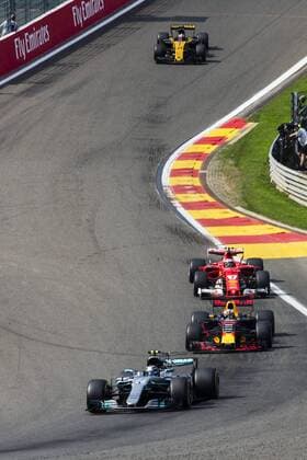 August 27, 2017 - Spa, Belgium - 77 BOTTAS Valtteri from Finland of team Mercedes GP, 03 RICCIARDO Daniel from Australia of Red Bull Tag Heuer, 07 RAIKKONEN Kimi from Finland of scuderia Ferrari and 27 HULKENBERG Nico from Germany of team Renault F1 team during the Formula One Belgian Grand Prix at Circuit de Spa-Francorchamps on August 27, 2017 in Spa, Belgium. F1 Grand Prix of Belgium - Race  - ZUMAn230 20170827_zaa_n230_163 Copyright: xXavierxBonillax