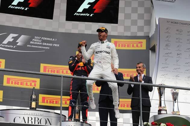 27.08.2017 - Race, Lewis Hamilton (GBR) Mercedes AMG F1 W08 race winner Belgian Grand Prix, Spa-Francorchamps 24 - 27 August 2017 27.08.2017 - Race, Lewis Hamilton (GBR) Mercedes AMG F1 W08 race winner 