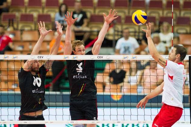 KATOWICE 27.08.2017 SIATKOWKA CEV MISTRZOSTWA EUROPY W PILCE SIATKOWEJ MEZCZYZN LOTTO EUROVOLLEY POLAND 2017 CEV VOLLEYBALL European Championship EM Europameisterschaft MEN BELGIUM - TURKEY BELGIA - TURCJA NZ. SIMON VAN DE VOORDE (BEL) SAM DEROO (BEL) FOT. MICHAL CHWIEDUK FOKUSMEDIA.COM.PL NEWSPIX.PL --- Newspix.pl  170827CHW057