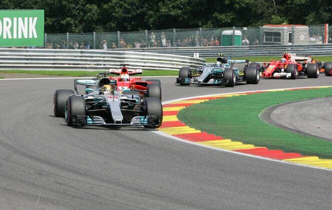 Lewis Hamilton; Mercedes Grand Prix, Sebastian Vettel, Scuderia Ferrari, formula 1 GP, Belgien in Spa, 27.08.2017 Photo:mspb Stiefel Lewis Hamilton; Sebastian Vettel, formula 1 GP, Belgien