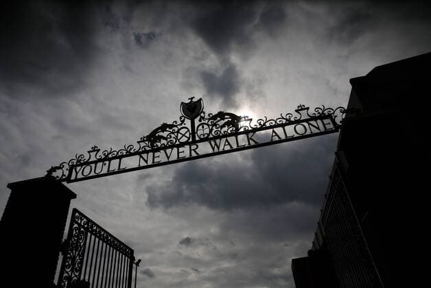 A general view outside the ground before the premier league match at Anfield Stadium, Liverpool. Picture date 27th August 2017. Picture credit should read: Paul Thomas Sportimage EDITORIAL USE ONLY. No use with unauthorised audio, video, data, fixture lists, club league logos or live services. Online in-match use limited to 120 images, no video emulation. No use in betting, games or single club league player publications.