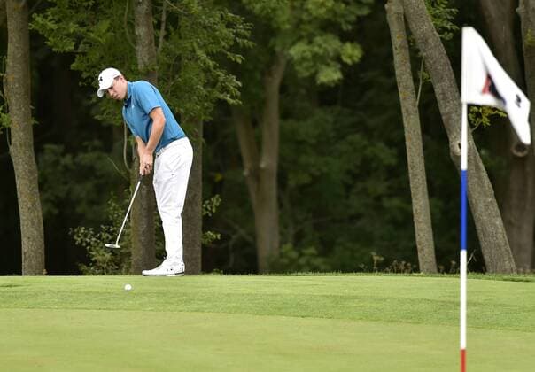 Golf player MATTHEW FITZPATRICK of Great Britain plays his ball during the Czech Masters European Tour tournament in Vysoky Ujezd near Prague, Czech Republic, August 31, 2017. (CTKxPhoto RomanxVondrous) CTKPhotoP201708310881901  vnd 8