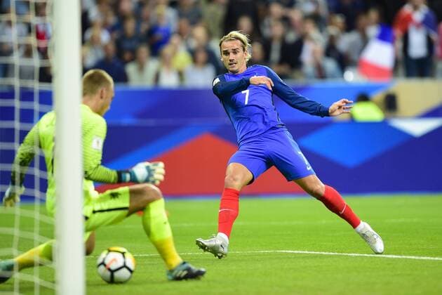 but d Antoine Griezmann (France) vs Jasper Cillessen (PaysBas) FOOTBALL : France vs Pays Bas - Paris - 31 08 2017 JBAutissier Panoramic 