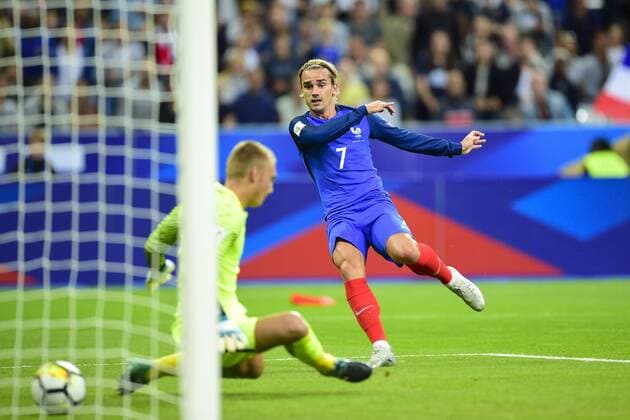 but d Antoine Griezmann (France) vs Jasper Cillessen (PaysBas) FOOTBALL : France vs Pays Bas - Paris - 31 08 2017 JBAutissier Panoramic 