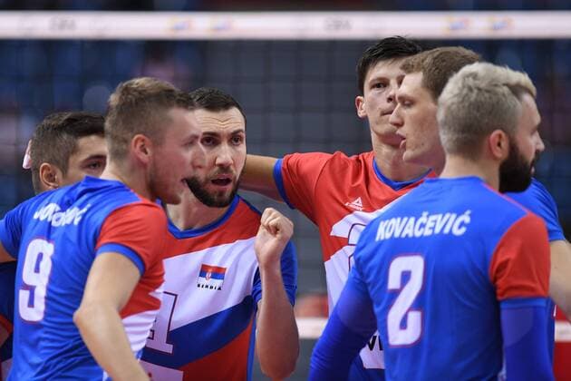 Volleyball EM, Serbien - Bulgarien 2017.08.31 Krakow Siatkowka , Mistrzostwa Europy mezczyzn 2017 , LOTTO Eurovolley Poland 2017 Serbia - Bulgaria N z Team of Serbia Foto Krzysztof Porebski PressFocus NEWSPIX.PL 2017.08.31 Krakow Volleyball , CEV Volleyball European Championship EM Europameisterschaft - Men , LOTTO Eurovolley Poland 2017 Serbia - Bulgaria Team of Serbia Credit: Krzysztof Porebski PressFocus --- Newspix.pl  20170831PF_KP308