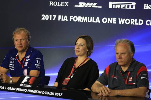 1st September 2017, Autodromo Nazionale Monza, Monza; Italian Grand Prix, Friday FIA Team press conference PK Pressekonferenz Robert Fernley - Deputy Team Principal of Sahara Force India, Gene Haas - Founder and Chairman of Haas F1 Team and Claire Williams - Deputy Team Principal of Williams Martini Racing xOctanex  ActionPlus11924223