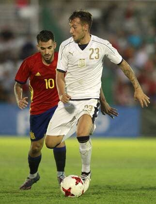 Spain s Dani Ceballos (l) and Italy s Murgia during international sub 21 friendly match. September 1,2017.  (2017090119)