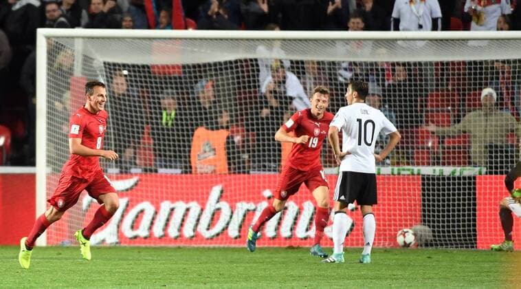 01.09.2017, xjhx, Fussball WM Qualifikation, Tschechien - Deutschland, emspor, v.l. Vladimir Darida (Tschechische Republik) celebrate the goal, Torjubel zum 1:1 Prag