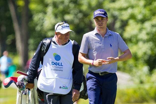 September 1, 2017; Norton, MA, USA; Justin Thomas with his caddie during the first round of the Dell Technologies Championship at TPC Boston. CSM PGA Golf Herren 2017: Dell Technologies Championship SEP 01 - ZUMAc04_ 20170901_zaf_c04_022 Copyright: xAnthonyxNesmithx