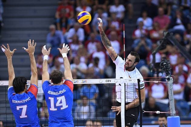 2017.09.02 Krakow Siatkowka , Mistrzostwa Europy mezczyzn 2017 , LOTTO Eurovolley Poland 2017 Serbia - Niemcy N z Dragan Stankovic, Aleksandar Atanasijevic of Serbia and Gyorgy Grozer of Germany Foto Krzysztof Porebski PressFocus 2017.09.02 Krakow Volleyball , CEV Volleyball European Championship EM Europameisterschaft - Men , LOTTO Eurovolley Poland 2017 Serbia - Germany Dragan Stankovic, Aleksandar Atanasijevic of Serbia and Gyorgy Grozer of Germany Credit: Krzysztof Porebski PressFocus NEWSPIX.PL --- Newspix.pl FRANCE OUT!  20170902PF_KP132