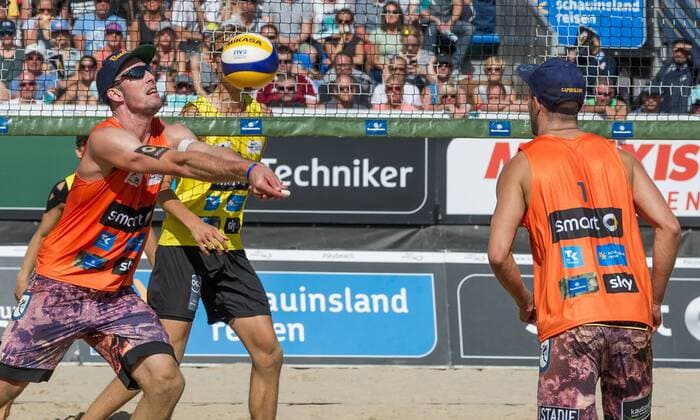 Deutsche smart Beach-Volleyball Meisterschaften Timmendorfer-Strand am 03.09.2017 Sebastian Fuchs (Berliner VV), Eric Stadie (Berliner VV); Deutsche smart Beach-Volleyball Meisterschaften am 03.09.2017, Ahmann-Hager-Arena, Timmendorfer-Strand. xPWx