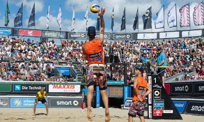 Deutsche smart Beach-Volleyball Meisterschaften Timmendorfer-Strand am 03.09.2017 Sebastian Fuchs (Berliner VV), Eric Stadie (Berliner VV); Deutsche smart Beach-Volleyball Meisterschaften am 03.09.2017, Ahmann-Hager-Arena, Timmendorfer-Strand. xPWx