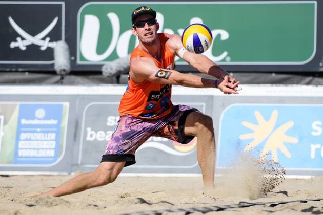 03.09.2017, Timmendorfer Strand, Ahmann-Hager-Arena Beachvolleyball, Deutsche Meisterschaft Annahme Sebastian Fuchs ( 2 GER)