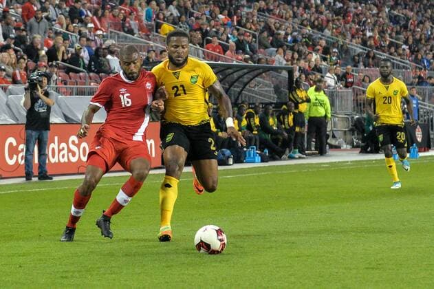 September 3, 2017 - Toronto, Ontario, Canada - Anthony Jackson-Hamel 16 and Taylor 21 during the Canada-Jamaica MenÃ¢â‚¬â ¢s International Friendly Länderspiel match at BMO Field in Toronto, Canada, on 2 September 2017. Canada-Jamaica Men™s International Friendly match  - ZUMAn230 20170903_zaa_n230_058 Copyright: xAnatoliyxCherkasovx