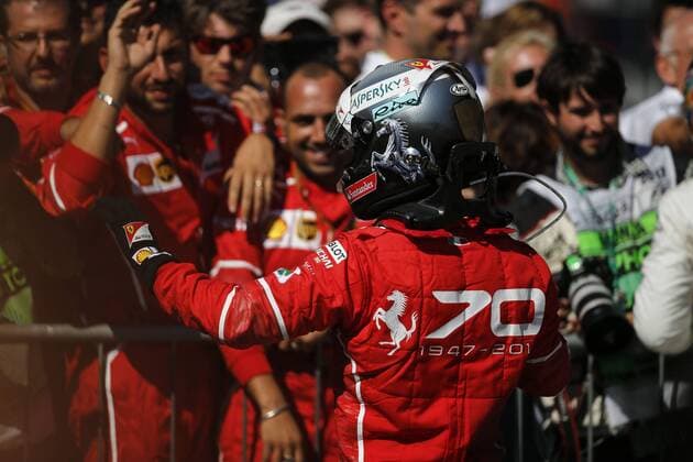 Formel 1, GP Italien, Siegerehrung Sebastian Vettel of Germany and Scuderia Ferrari during the Formula 1 Grand Prix of Italy at the Autodromo di Monza, Monza, Italy on 3 September 2017. Copyright: xJamesxGasperottix 16380069
