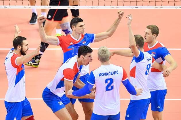 Bilder des Tages - SPORT 2017.09.03 Krakow Siatkowka mezczyzn Lotto Mistrzostwa Europy 2017 Serbia - Belgia N z Serbian team celebrates a point Foto Lukasz Laskowski PressFocus 2017.09.03 Szczecin European Men s Volleyball Championships 2017 Serbia vs. Belgium Serbian team celebrates a point Credit: Lukasz Laskowski PressFocus NEWSPIX.PL --- Newspix.pl FRANCE OUT! FRANCE OUT!  20170903_LUK_006