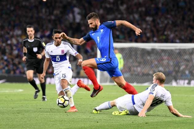 09 OLIVIER GIROUD (fra) - 15 Aldin Skenderovic (lux) FOOTBALL : France vs Luxembourg - Qualifications Coupe du Monde 2018 - 03 09 2017 AnthonyBIBARD FEP Panoramic 
