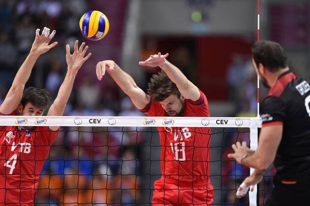 2017.09.03 Krakow Siatkowka , Mistrzostwa Europy mezczyzn 2017 , final , LOTTO Eurovolley Poland 2017 Niemcy - Rosja N z Artem Volvich, Egor Kliuka of Russia and Gyorgy Grozer of Germany Foto Krzysztof Porebski PressFocus 2017.09.03 Krakow Volleyball , CEV Volleyball European Championship EM Europameisterschaft - Men final , LOTTO Eurovolley Poland 2017 Germany - Russia Artem Volvich, Egor Kliuka of Russia and Gyorgy Grozer of Germany Credit: Krzysztof Porebski PressFocus NEWSPIX.PL --- Newspix.pl FRANCE OUT!  20170903PF_KP326