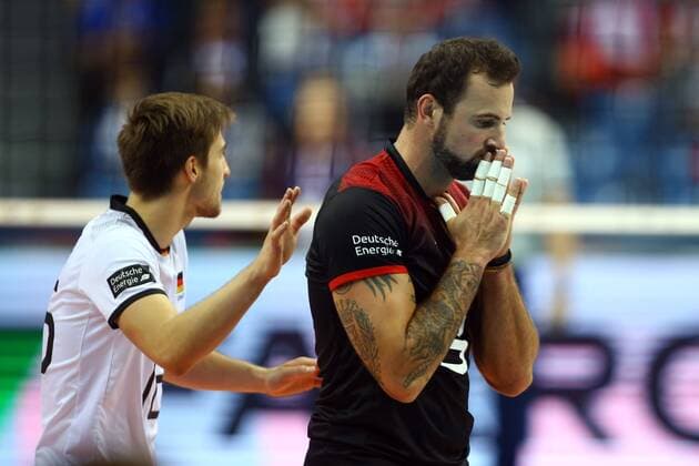 Krakow , Tauron Arena 03.09.2017 siatkowka Mistrzostwa Europy CEV 2017 Final Niemcy - Rosja NZ Julian Zenger ( GER ) Gyorgy Grozer ( GER ) FOT Michal Nowak Newspix.pl Krakow , Tauron Arena 03.09.2017 sport volleyball 2017 CEV Volleyball European Championship EM Europameisterschaft - Men The final game , golden medal match Germany - Russia photo by Michal Nowak Newspix.pl --- Newspix.pl FRANCE OUT!  170903MIN147
