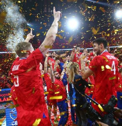 KRAKOW, 03.09.2017 MISTRZOSTWA EUROPY W SIATKOWCE MEZCZYZN CEV 2017, 2017 CEV VOLLEYBALL European Championship EM Europameisterschaft - MEN FINAL NIEMCY - ROSJA, GERMANY - RUSSIA n z. RADOSC REPREZENTANTOW ROSJI PO ZDOBYCIU MISTRZOSTWA EUROPY FOTO: TOMASZ MARKOWSKI NEWSPIX.PL --- Newspix.pl FRANCE OUT!  2017090359