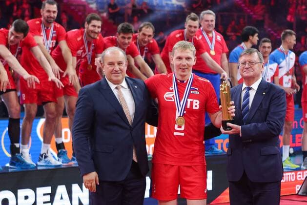 September 3, 2017 - Krakow, Poland - Sergey Grankin (RUS) celebrates during the final match between Russia and Germany of the 2017 CEV Men s Volleyball European Championship EM Europameisterschaft at Tauron Arena in Krakow, Poland on September 3, 2017. Germany v Russia - European Volleyball Championship final  - ZUMAn230 20170903_zaa_n230_411 Copyright: xFotoxOlimpikx