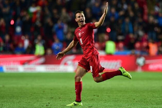 VLADIMIR DARIDA (CZE) celebrates his goal during the Football world qualifier, Group C, match Czech Republic vs Germany, in Prague, Czech Republic, on Friday, September 1st, 2017. (CTKxPhoto MichalxKamaryt) CTKPhotoP201709011057701  KMT_5365-1