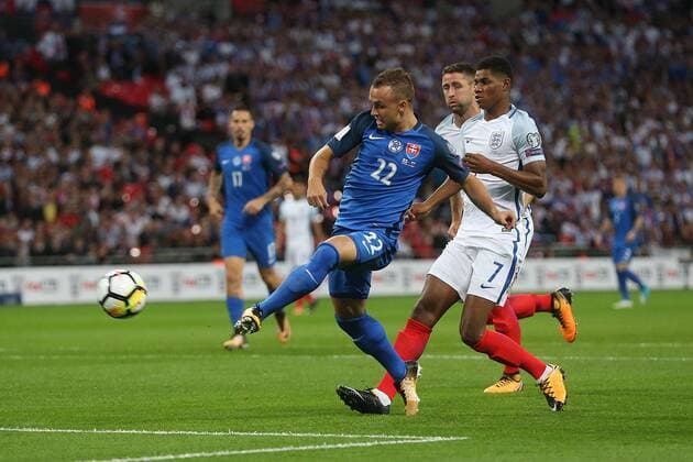 England v Slovakia 2018 FIFA World Cup WM Weltmeisterschaft Fussball Qualifying Stanislav Lobotka of Slovakia scores his sides 1st goal during the 2018 FIFA World Cup Qualifying match at Wembley Stadium, London Copyright: xPaulxChestertonx FIL-10616-0001 UK Newspapers OUT
