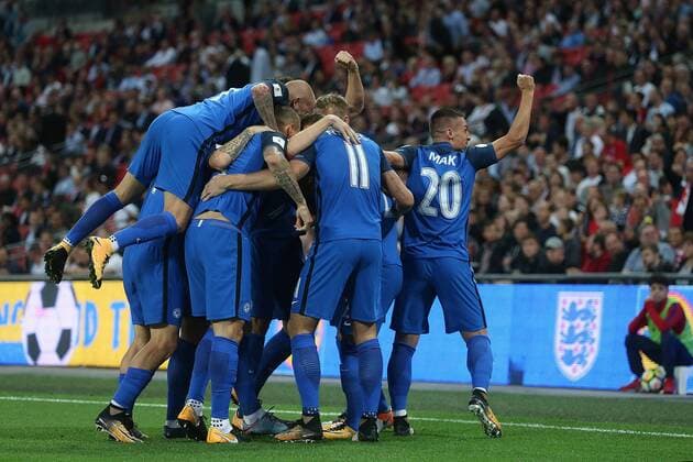 England v Slovakia 2018 FIFA World Cup WM Weltmeisterschaft Fussball Qualifying Stanislav Lobotka of Slovakia celebrates scoring his sides 1st goal during the 2018 FIFA World Cup Qualifying match at Wembley Stadium, London Copyright: xPaulxChestertonx FIL-10616-0014 UK Newspapers OUT