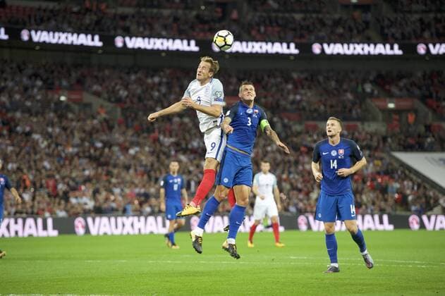 England v Slovakia 2018 FIFA World Cup WM Weltmeisterschaft Fussball Qualifying Harry Kane of England wins the header from Martin Skrtel of Slovakia during the 2018 FIFA World Cup Qualifying match at Wembley Stadium, London Copyright: xAlanxStanfordx FIL-10615-0023 UK Newspapers OUT