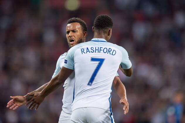 Marcus Rashford of England celebrates scoring during the World Cup 2018 Qualifiers Group F match between England and Slovakia at Wembley Stadium, London, England on 4 September 2017. Copyright: xSalvioxCalabresex 16520035