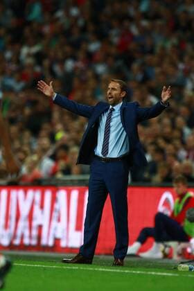 Gareth Southgate (England manager) at the England v Slovakia 2018 FIFA World Cup WM Weltmeisterschaft Fussball Qualifier, at Wembley Stadium, London on September 4, 2017. 