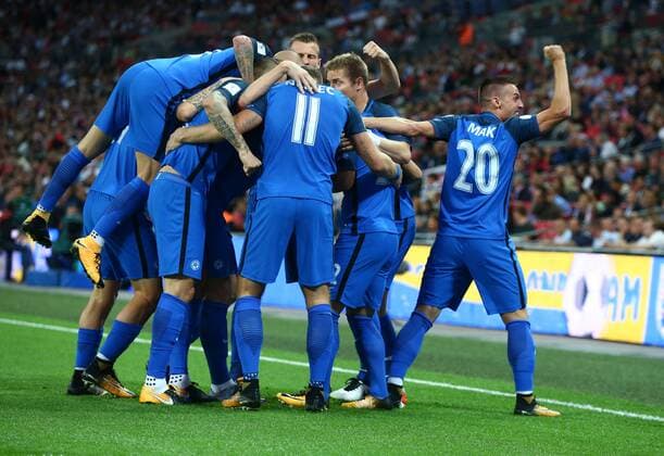 September 4, 2017 - London, England, United Kingdom - Stanislav Lobotka of Slovakia celebrates scoring his sides first goal during the FIFA 2018 World Cup Qualifier European Group F match between England and Slovakia at Wembley Stadium on September 4, 2017 in London, England. England v Slovakia - FIFA 2018 World Cup Qualifier  - ZUMAn230 20170904_zaa_n230_206 Copyright: xKieranxGalvinx