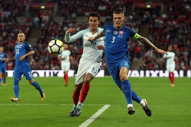 England v Slovakia 2018 FIFA World Cup WM Weltmeisterschaft Fussball Qualifying Dele Alli of England and Martin Å krtel of Slovakia in action during the 2018 FIFA World Cup Qualifying match at Wembley Stadium, London Copyright: xPaulxChestertonx FIL-10616-0047 UK Newspapers OUT