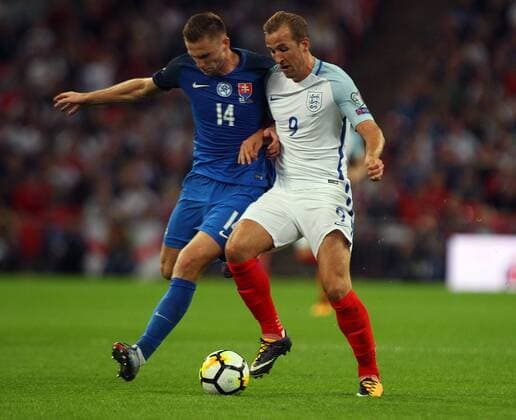 England v Slovakia 2018 FIFA World Cup WM Weltmeisterschaft Fussball Qualifying Milan Å kriniar of Slovakia and Harry Kane of England in action during the 2018 FIFA World Cup Qualifying match at Wembley Stadium, London Copyright: xPaulxChestertonx FIL-10616-0119 UK Newspapers OUT